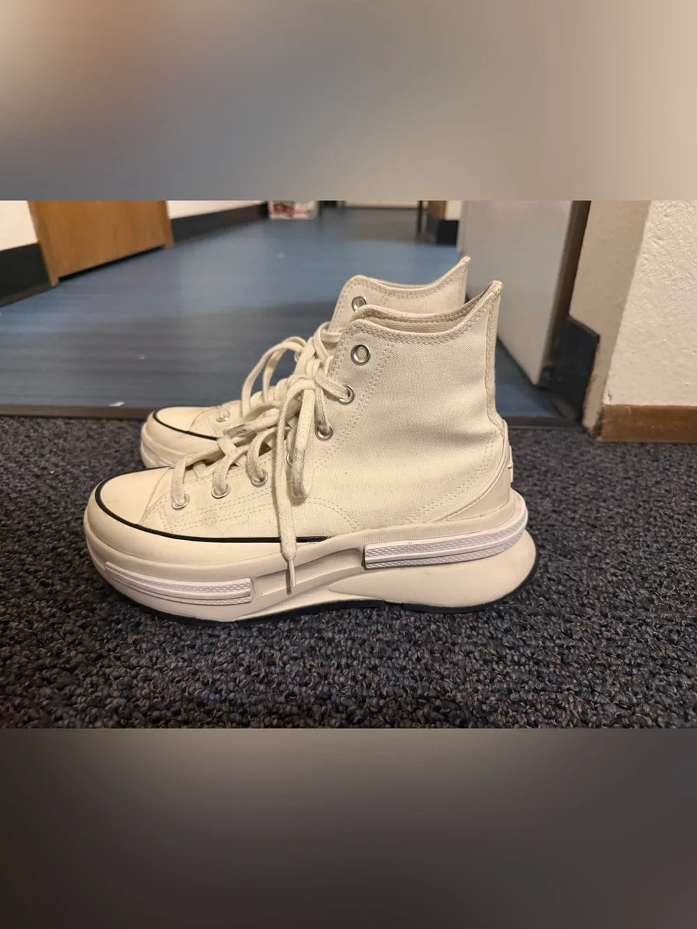 Converse Cream High-Top Platform Sneakers